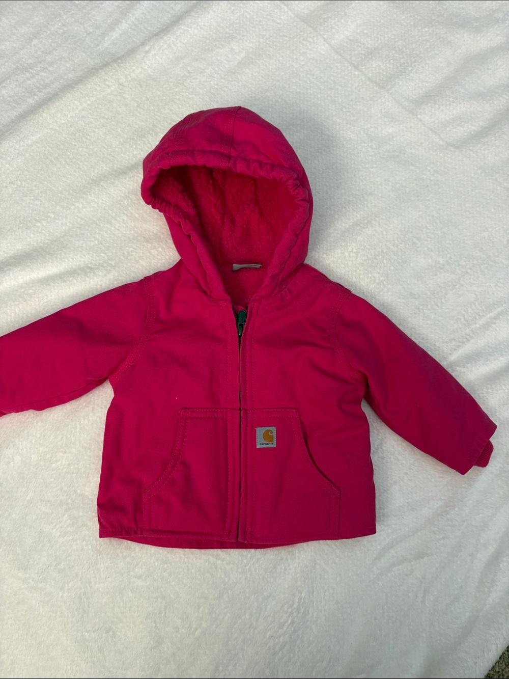 Carhartt Baby Girl Bright Pink Hooded Zip Jacket 6 months